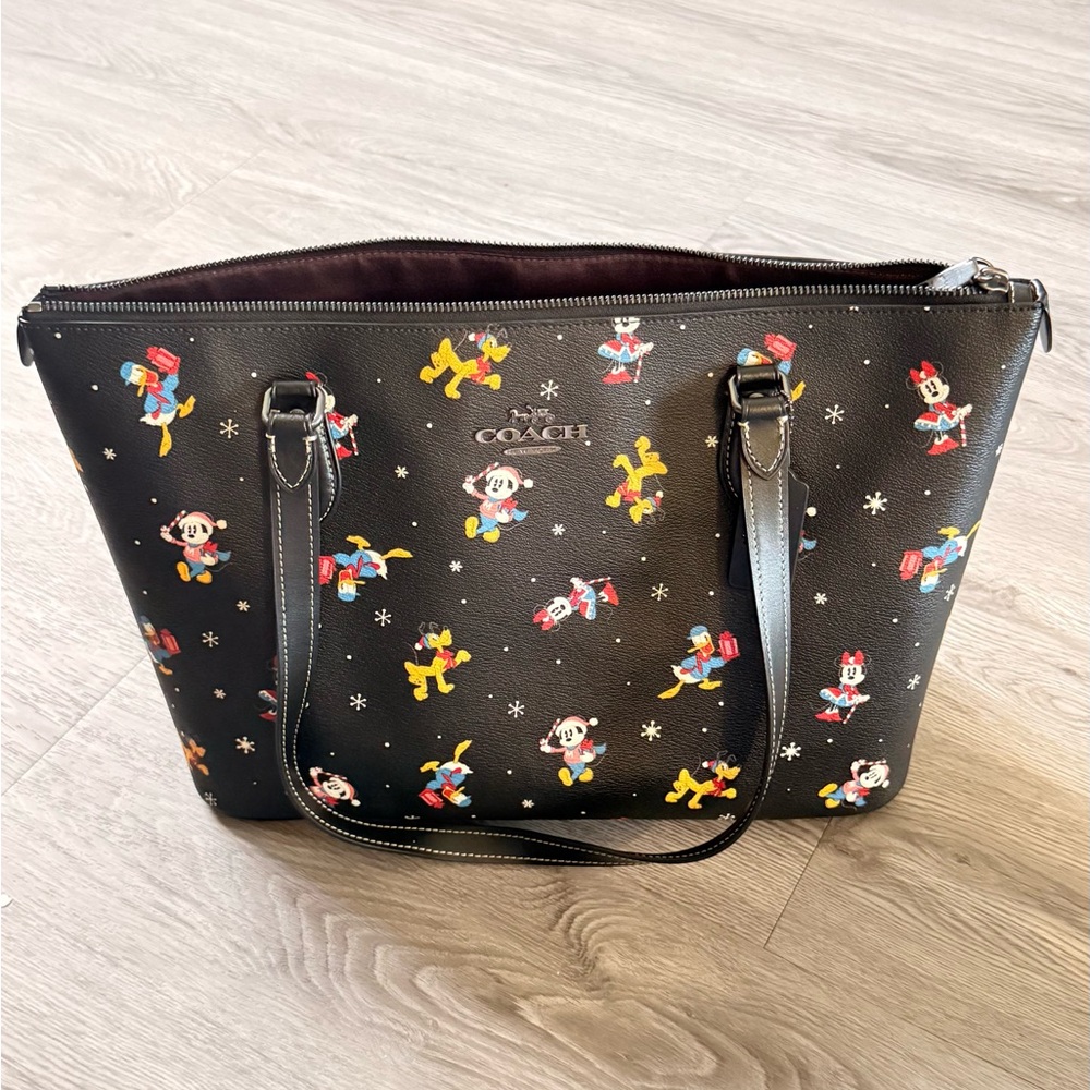 Coach Black Tote with Mickey Mouse Design